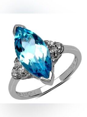 Ring - Stunning Womens Sterling Silver 3.40 CTW
Topaz Size 7 Designer
Ring